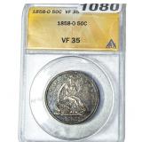 1858-O Seated Liberty Half Dollar ANACS VF35
