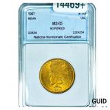 1907 $10 Gold Eagle NNC MS65 No Periods