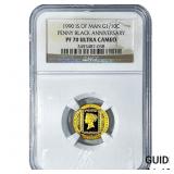 1990 Isle of man Gold 1/10C Penny Black Ann. NGC P