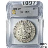 1878 8TF Morgan Silver Dollar ICG VF20