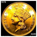 1878 $3 Gold Piece CHOICE BU PL