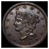 1851 Braided Hair Half Cent UNCIRCULATED