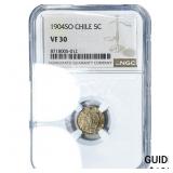 1904-SO Chile Silver 5 Centavos NGC VF30