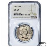 1955 Franklin Half Dollar NGC MS67