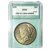 1935 Silver Peace Dollar NTC MS66