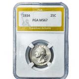 1934 Washington Silver Quarter PGA MS67