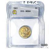 1921 Buffalo Nickel ICG MS64