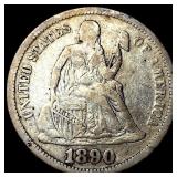 1890 Silver Seated Liberty Dime NEARLY  UNCIRCULA