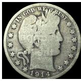 1914 Silver Barber Half Dollar LIGHTLY  CIRCULATE