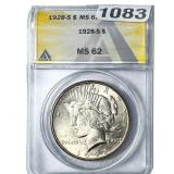 1928-S Silver Peace Dollar ANACS MS62