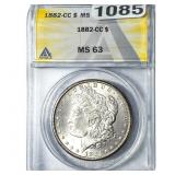 1882-CC Morgan Silver Dollar ANACS MS63