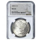 1890-S Morgan Silver Dollar NGC MS64