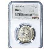 1942-S Walking Liberty Half Dollar NGC MS65