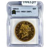 1899-S $20 Gold Double Eagle ICG MS61 DMPL