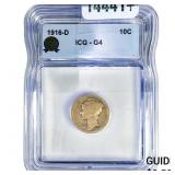 1916-D Mercury Silver Dime ICG G4