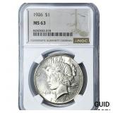 1926 Silver Peace Dollar NGC MS63