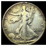 1921-S Silver Walking Liberty Half Dollar  LIGHTL