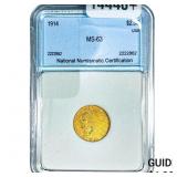 1914 $2.50 Gold Quarter Eagle NNC MS63