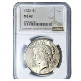 1926 Silver Peace Dollar NGC MS62