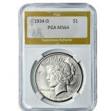1934-D Silver Peace Dollar PGA MS64