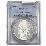 1886 Morgan Silver Dollar PCGS MS64 McClaren Coll.