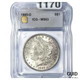 1885-O Morgan Silver Dollar ICG MS63