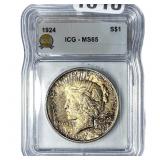1924 Silver Peace Dollar ICG MS65