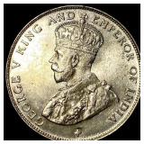 1921 Straits Settlements Silver 50 Cents GEM BU