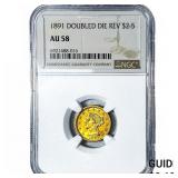1891 $2.50 Gold Quarter Eagle NGC AU58 DDR