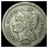 1870 Nickel Three-Cent Piece NEARLY  UNCIRCULATED
