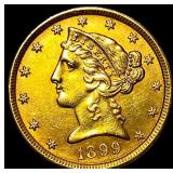 1899 Liberty Head Half Eagle $5 Gold  UNCIRCULATE