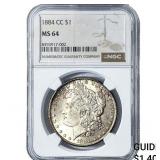 1884-CC Morgan Silver Dollar NGC MS64