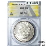 1883-CC Morgan Silver Dollar ANACS MS63