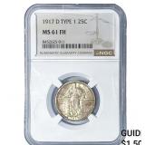 1917-D Standing Liberty Quarter NGC MS61 FH