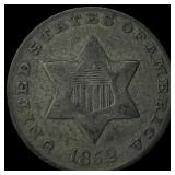1852 Silver Three-Cent Piece NEARLY  UNCIRCULATED