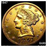 1847 $5 Gold Half Eagle CHOICE BU+