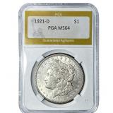 1921-D Morgan Silver Dollar PGA MS64