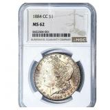 1884-CC Morgan Silver Dollar NGC MS62