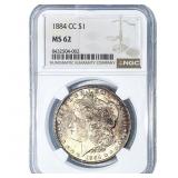 1884-CC Morgan Silver Dollar NGC MS62