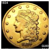 1834 $5 Gold Half Eagle CHOICE AU