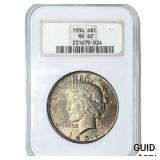 1934 Silver Peace Dollar NGC MS62