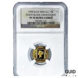 1990 Isle of man Gold 1/10C Penny Black Ann. NGC P