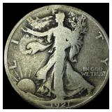 1921 Silver Walking Liberty Half Dollar  NICELY C