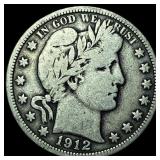 1912 Silver Barber Half Dollar LIGHTLY  CIRCULATE