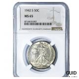 1942-S Walking Liberty Half Dollar NGC MS65