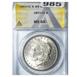 1883-CC Morgan Silver Dollar ANACS MS63