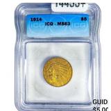 1914 $5 Gold Half Eagle ICG MS63