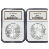 [2] 1991-2001 Silver Eagle NGC MS69