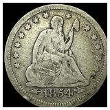 1854 Arrows Seated Liberty Quarter LIGHTLY  CIRCU