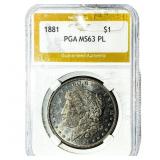 1881 Morgan Silver Dollar PGA MS63 PL